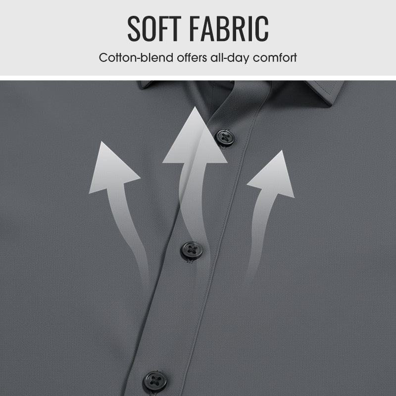 ✨ Men's Solid Long-Sleeve Button-Down Shirt — Soft, Breathable & Sharp 👔