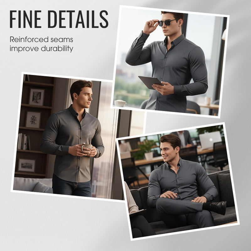 ✨ Men's Solid Long-Sleeve Button-Down Shirt — Soft, Breathable & Sharp 👔