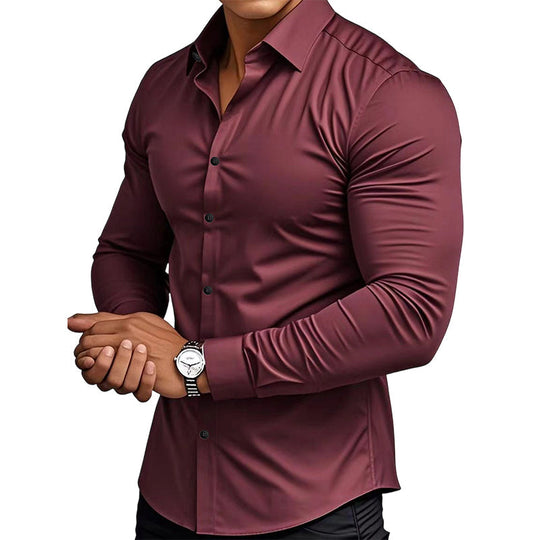 ✨ Men's Solid Long-Sleeve Button-Down Shirt — Soft, Breathable & Sharp 👔