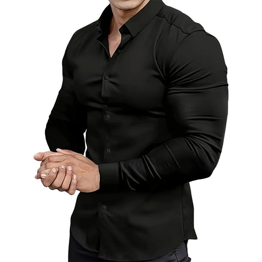 ✨ Men's Solid Long-Sleeve Button-Down Shirt — Soft, Breathable & Sharp 👔