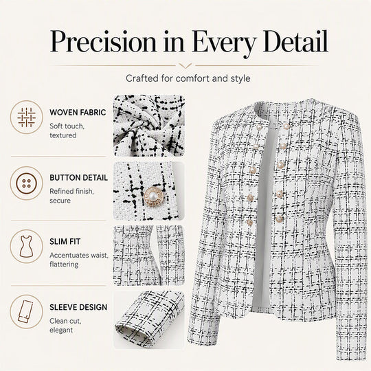 Women's Vintage Slim-Fit Tweed Jacket