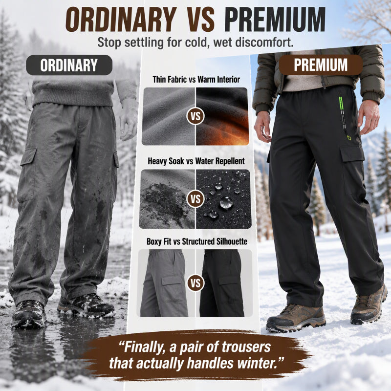 Men's Plush-Lined Waterproof Cargo Pants