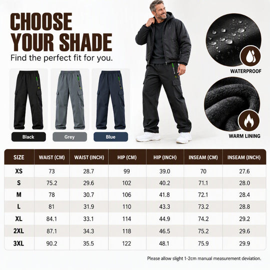 Men's Plush-Lined Waterproof Cargo Pants