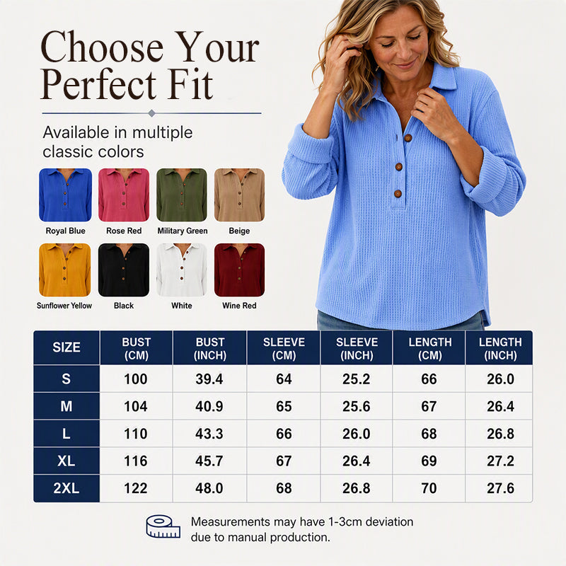 🌸Hot Sale 50% OFF💖Women's Waffle Knit Long Sleeve Henley Top