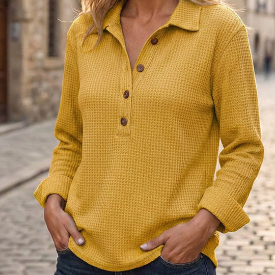 🌸Hot Sale 50% OFF💖Women's Waffle Knit Long Sleeve Henley Top