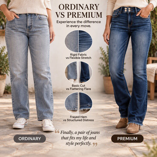 👖 Women's Double-Button High-Waisted Bootcut Jeans
