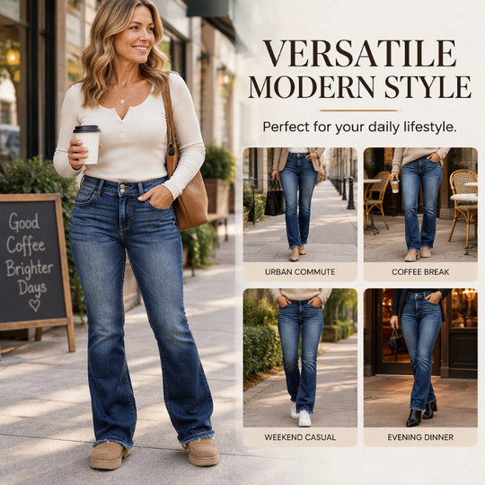👖 Women's Double-Button High-Waisted Bootcut Jeans