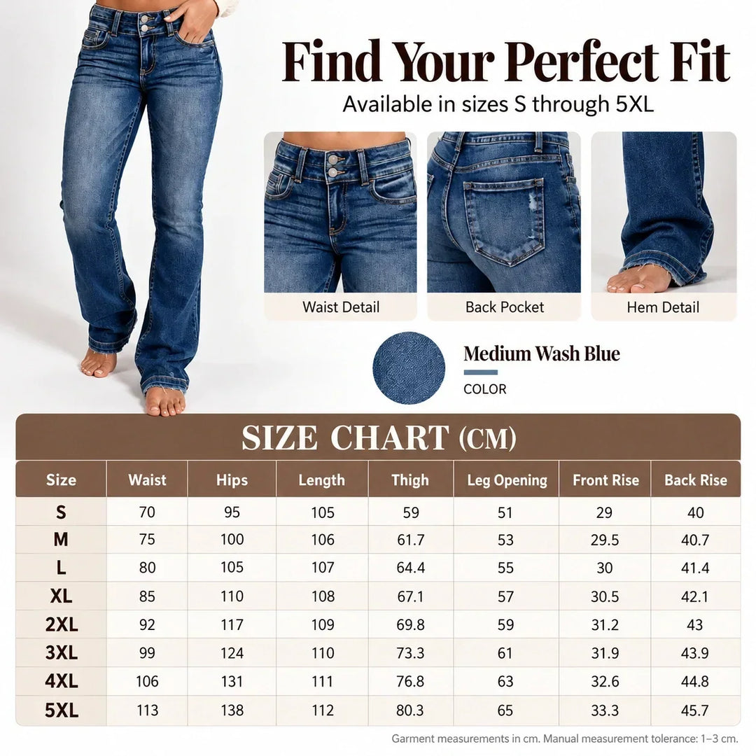 👖 Women's Double-Button High-Waisted Bootcut Jeans