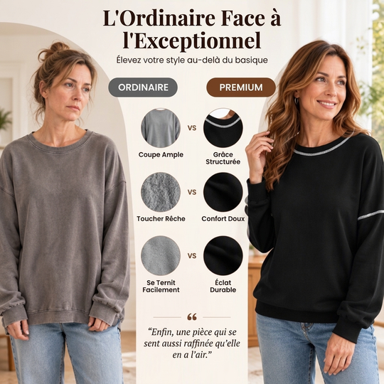 Pull à col rond décontracté et ample pour femme