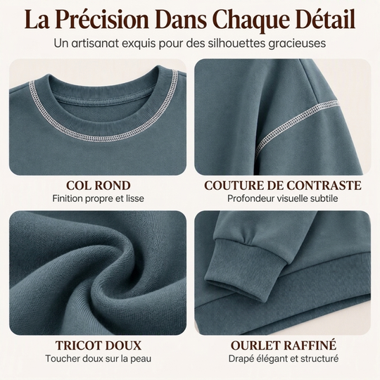 Pull à col rond décontracté et ample pour femme