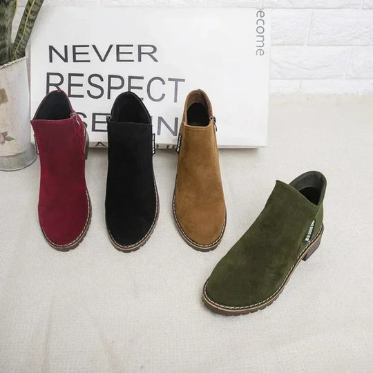 👢 Easy Zip-On Wear, Steady Low-Heel Stride | Women's Side Zipper Low Heel Ankle Boots