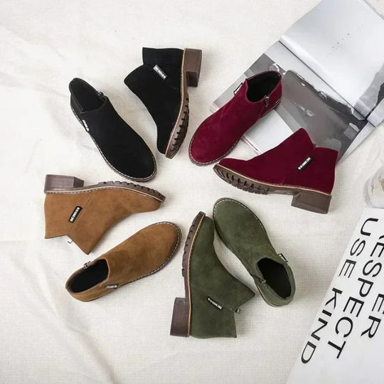 👢 Easy Zip-On Wear, Steady Low-Heel Stride | Women's Side Zipper Low Heel Ankle Boots