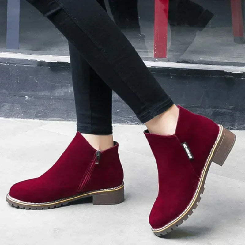 👢 Easy Zip-On Wear, Steady Low-Heel Stride | Women's Side Zipper Low Heel Ankle Boots