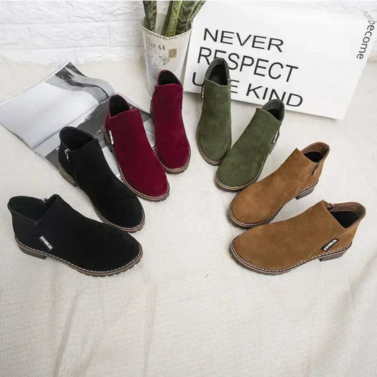 👢 Easy Zip-On Wear, Steady Low-Heel Stride | Women's Side Zipper Low Heel Ankle Boots