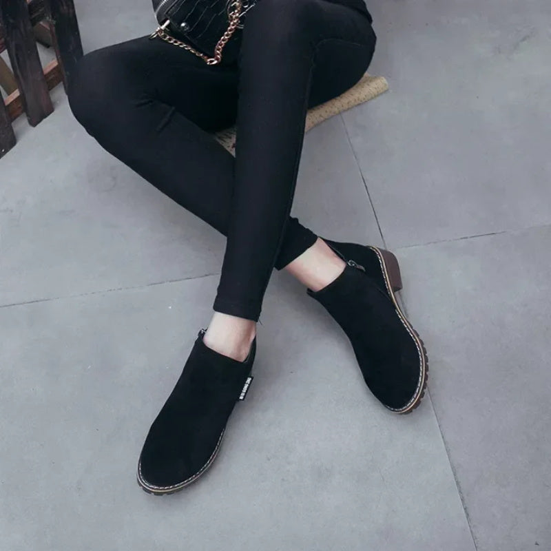 👢 Easy Zip-On Wear, Steady Low-Heel Stride | Women's Side Zipper Low Heel Ankle Boots
