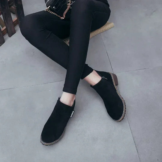 👢 Easy Zip-On Wear, Steady Low-Heel Stride | Women's Side Zipper Low Heel Ankle Boots