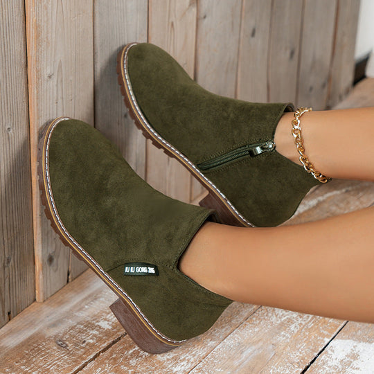 👢 Easy Zip-On Wear, Steady Low-Heel Stride | Women's Side Zipper Low Heel Ankle Boots