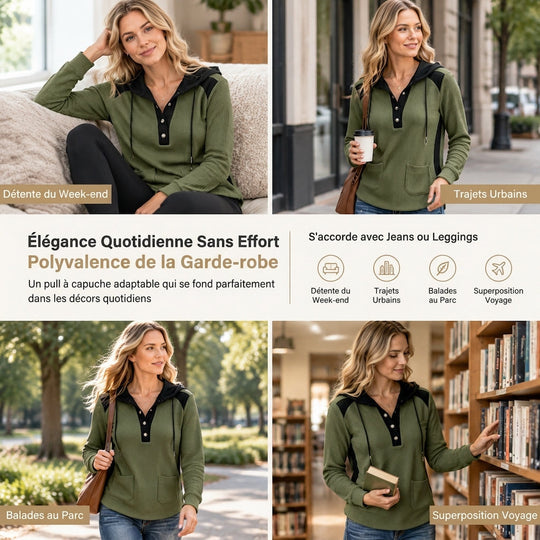 Pull en maille décontracté à col en V pour femme