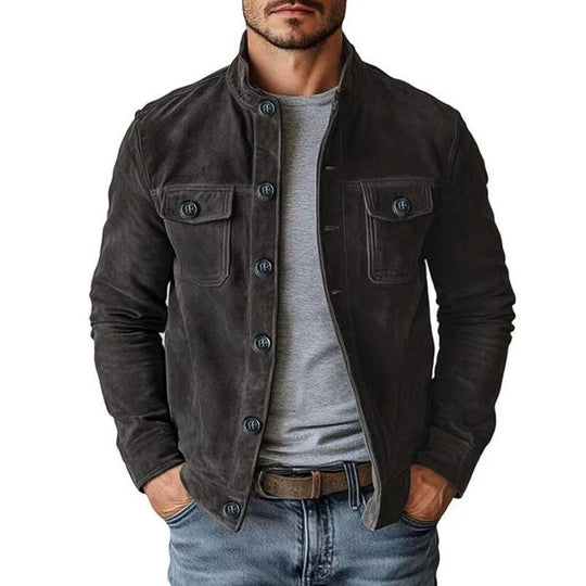 🧥 Retro Ribbed Texture, Structured Collar Detail | Men's Vintage-Style Corduroy Stand Collar Jacket