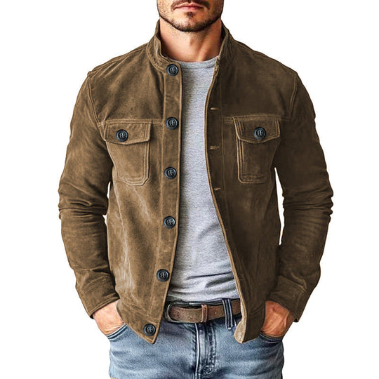 🧥 Retro Ribbed Texture, Structured Collar Detail | Men's Vintage-Style Corduroy Stand Collar Jacket