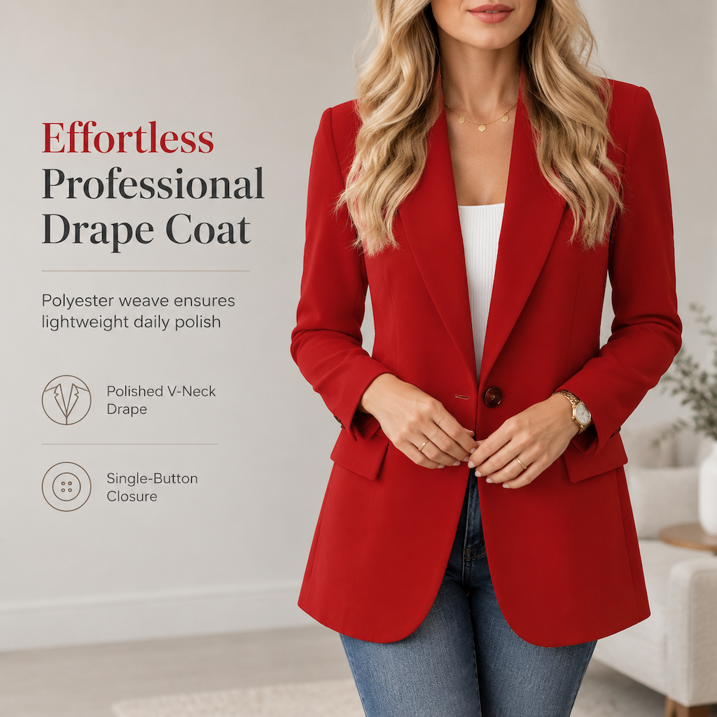 Women's Casual Open-Front Blazer Jacket