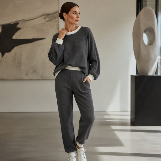 Women's Casual Waffle Knit 2-Piece Set