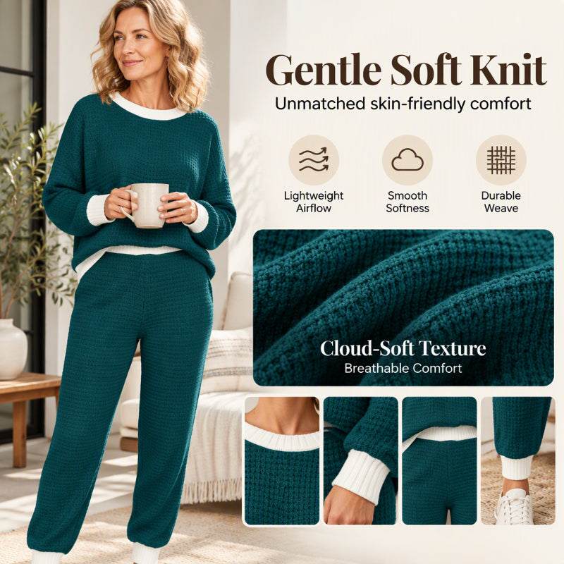 Women's Casual Waffle Knit 2-Piece Set