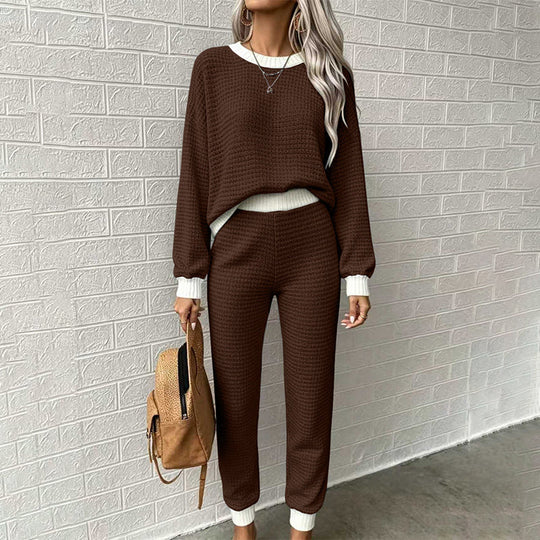 Women's Casual Waffle Knit 2-Piece Set