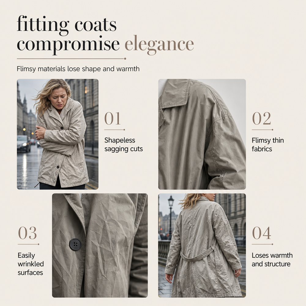 ✨ Elegant Commuter Coat: Women's Textured Double-Breasted Longline Coat ☕