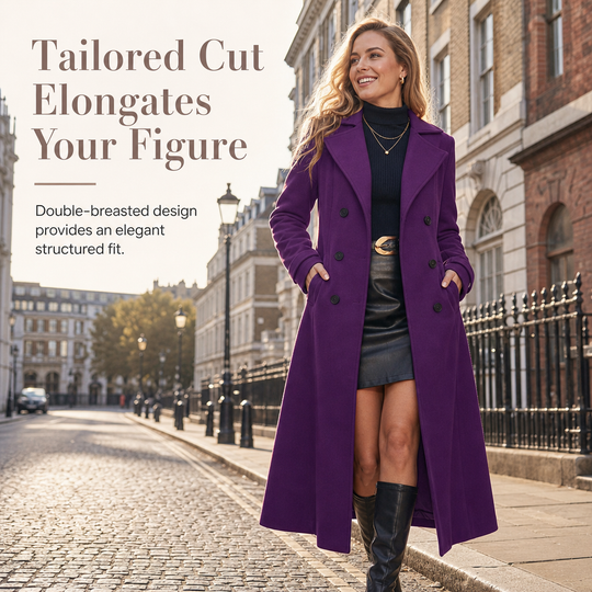 ✨ Elegant Commuter Coat: Women's Textured Double-Breasted Longline Coat ☕