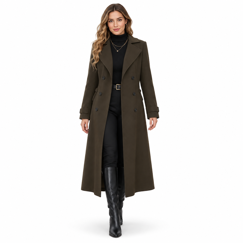 ✨ Elegant Commuter Coat: Women's Textured Double-Breasted Longline Coat ☕