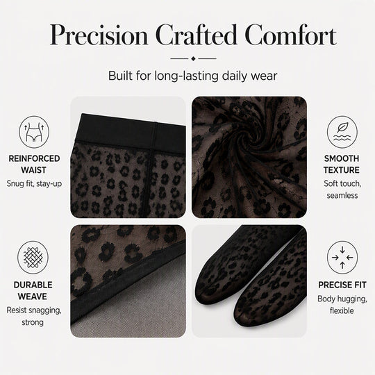 🧦 Eye-Catching Print, Smooth Stretch Comfort | Women's Sexy Leopard Print Jacquard Pantyhose