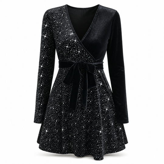 Sexy Women's V-Neck Asymmetrical Hem Sequin Dress – Glamorous & Party-Ready