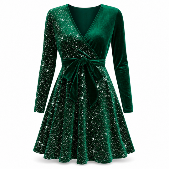 Sexy Women's V-Neck Asymmetrical Hem Sequin Dress – Glamorous & Party-Ready
