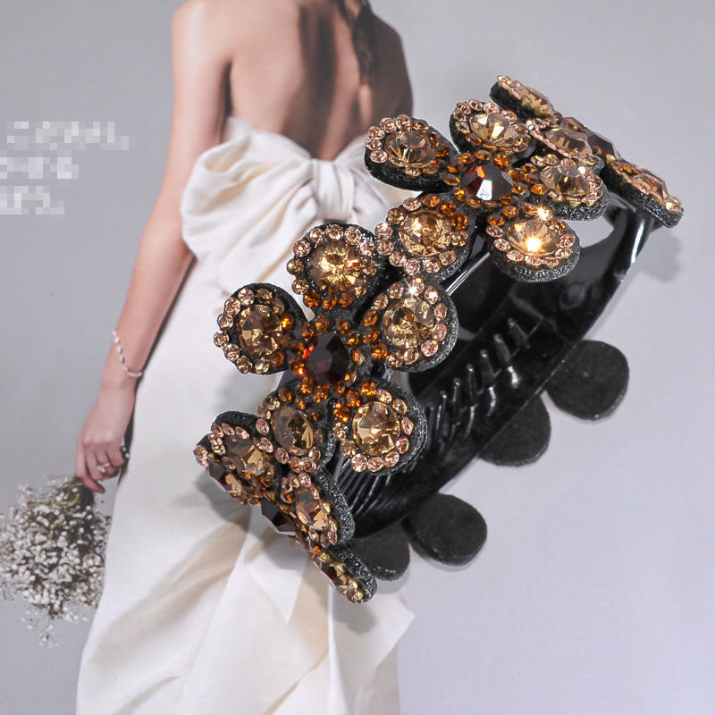 Crystal Flower Embellished  Hair Clips